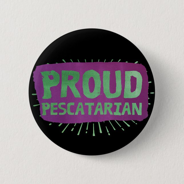 Proud pescatarian 6 cm round badge (Front)