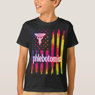 Proud Phlebotomist US Flag Phlebotomy T-Shirt