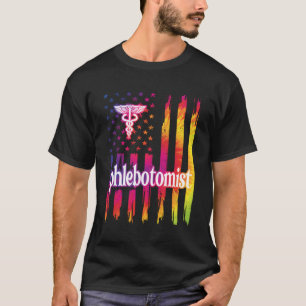 Proud Phlebotomist Us Flag Phlebotomy T-Shirt