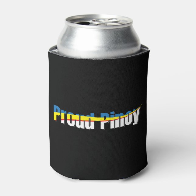 Proud Pinoy - Philippines Flag Tagalog Can Cooler (Can Front)