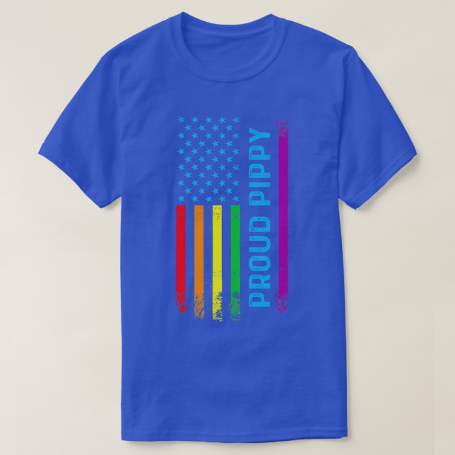 Proud Pippy LGBT LGBTQ Rainbow Flag Proud Grandma  T-Shirt (Design Front)