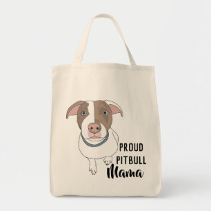 Proud Pitbull Mama Tote (White/Tan) Bag