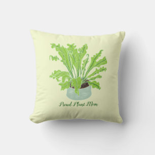 Proud Plant Mom - bird's nest fern on yellow. Cushion