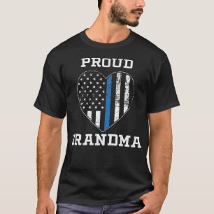 Proud Police Grandma Thin Blue Line Gifts T-Shirt