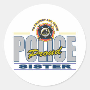 Proud Police Sister Classic Round Sticker