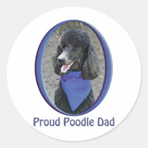 Proud Poodle Dad Classic Round Sticker