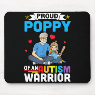 Proud Poppy Autism Awareness Warrior Support For G Mouse Mat