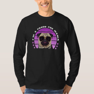 Proud Pug Mama Vintage Sunset Dutch Bulldog Dog P T-Shirt