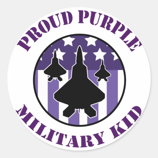 Proud Purple Up For Military Airforce Version Classic Round Sticker (Front)