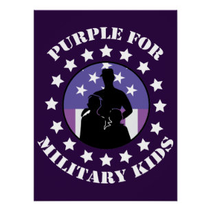 Proud Purple Up For Military Kids Patriotic Poster