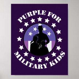 Proud Purple Up For Military Kids Patriotic Poster