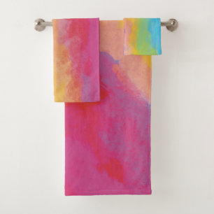 proud rainbow clouds pattern  bath towel set