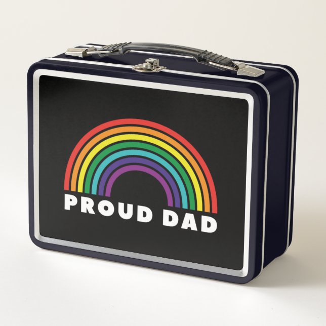 Proud Rainbow Dad Metal Lunch Box (Front)