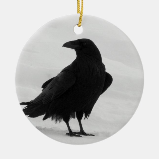 Proud Raven Ceramic Tree Decoration (Front)