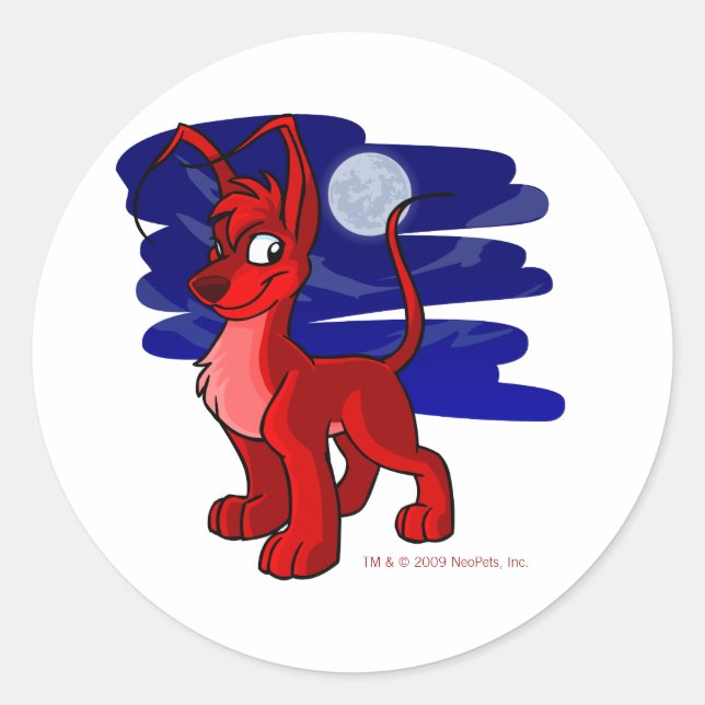 Proud red Gelert by moonlight Classic Round Sticker (Front)