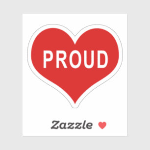 PROUD Red Love Heart Vinyl Sticker