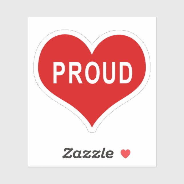 PROUD Red Love Heart Vinyl Sticker (Sheet)