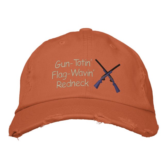 Proud Redneck Gun and Flag Embroidered Hat (Front)
