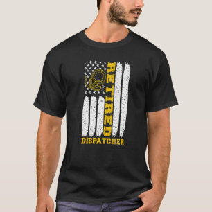 Proud Retired 911 Dispatcher Retirement Us Flag T-Shirt