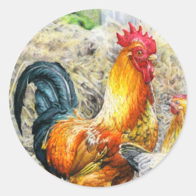 Proud Rooster Classic Round Sticker (Front)
