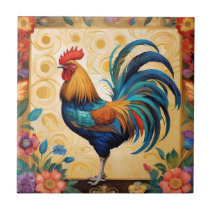 Proud Rooster Colorful Farmhouse Design Tile