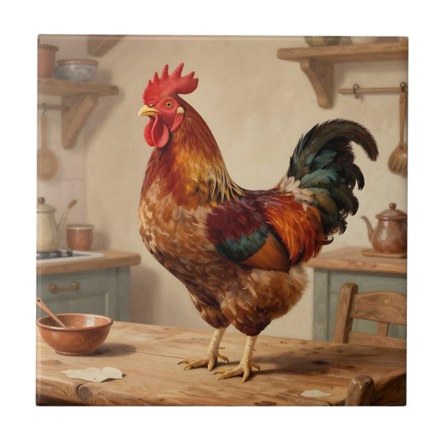 Proud Rooster Farmhouse Kitchen Tile (Front)
