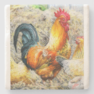 Proud Rooster Stone Coaster