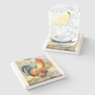 Proud Rooster Stone Coaster
