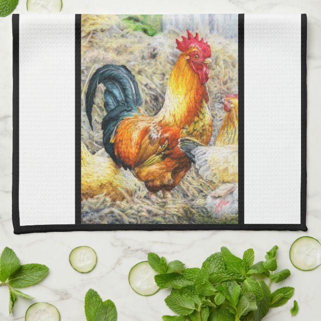 Proud Rooster Tea Towel (Folded)