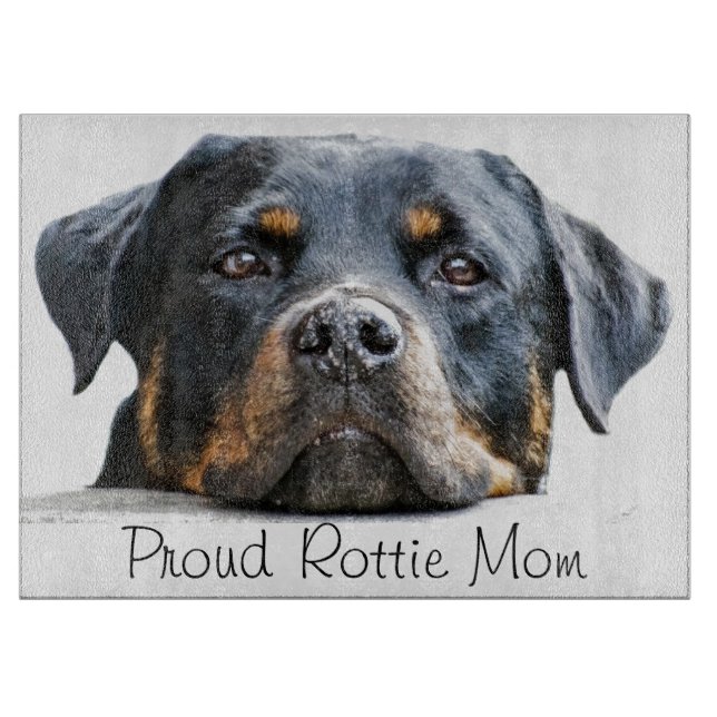 Proud Rottie Mum | Rottweiler Dog Face Cutting Board (Front)