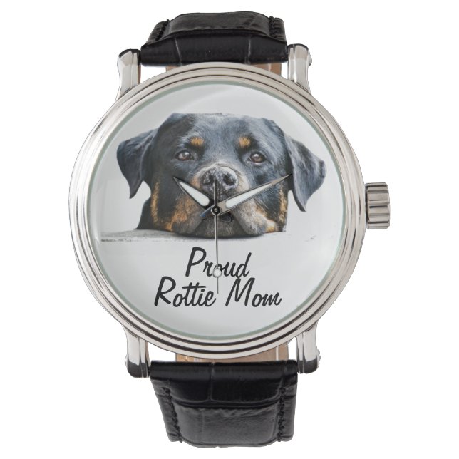 Proud Rottie Mum Rottweiler Dog Face Watch (Front)