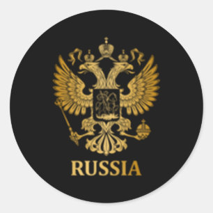 Proud Russia Arms Of Coat Russian Emblem Flag Classic Round Sticker
