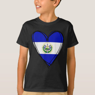 Proud Salvadoran Boy My Hello El Salvador Flag Hea T-Shirt