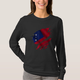 Proud Samoan Root Torn Ripped Samoa Flag T-Shirt