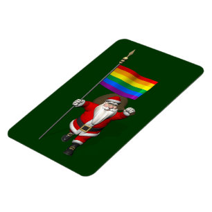 Proud Santa Claus With Rainbow Flag Magnet