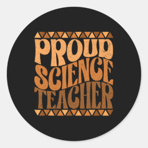 Proud Science Teacher Black History Month Retro Gr Classic Round Sticker
