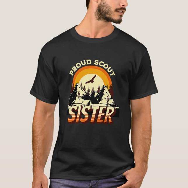 Proud Scout Sister Camping Scout Leader Adventure  T-Shirt (Front)