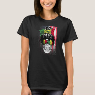 Proud Senegalese Senegal American flag messy hair T-Shirt