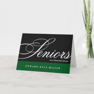 Proud seniors black/green graduation announcement