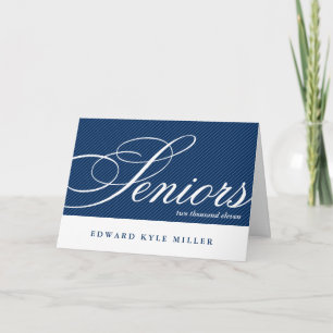 Proud seniors navy white graduation announcement