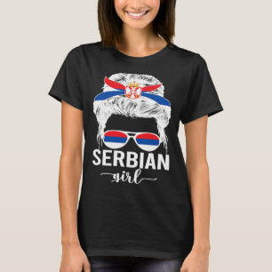 Proud Serbian Girl Serbia Flag Serbian Heritage T-Shirt