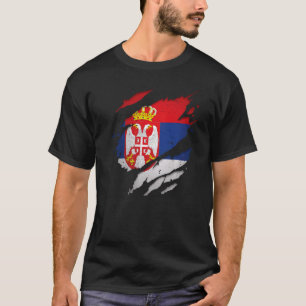 Proud Serbian  Torn Ripped Serbia Flag T-Shirt
