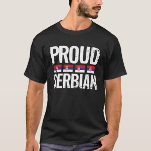 Proud Serbian Vintage Srbija Flag Serbia T-Shirt