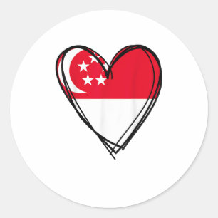 Proud Singaporean Boy Girl Aunt Dad Mum Singapore Classic Round Sticker