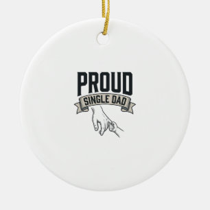 Proud Single Dad Vintage Engraving Shirt Design_1 Ceramic Tree Decoration