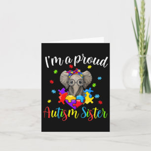 Proud Sister Autism Awareness Cute Elephant Puzzle Card