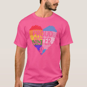 Proud Sister Lgbt With Rainbow And Transgender Fla T-Shirt