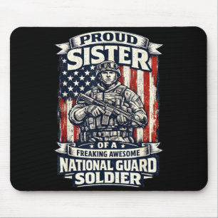 Proud sister national guard soldier military famil mouse mat