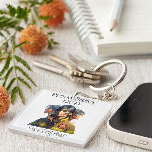 Proud Sister Of A FireFighter Determined Look W Key Ring