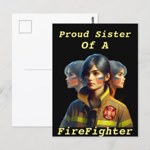 Proud Sister Of A FireFighter Determined Look W Postcard